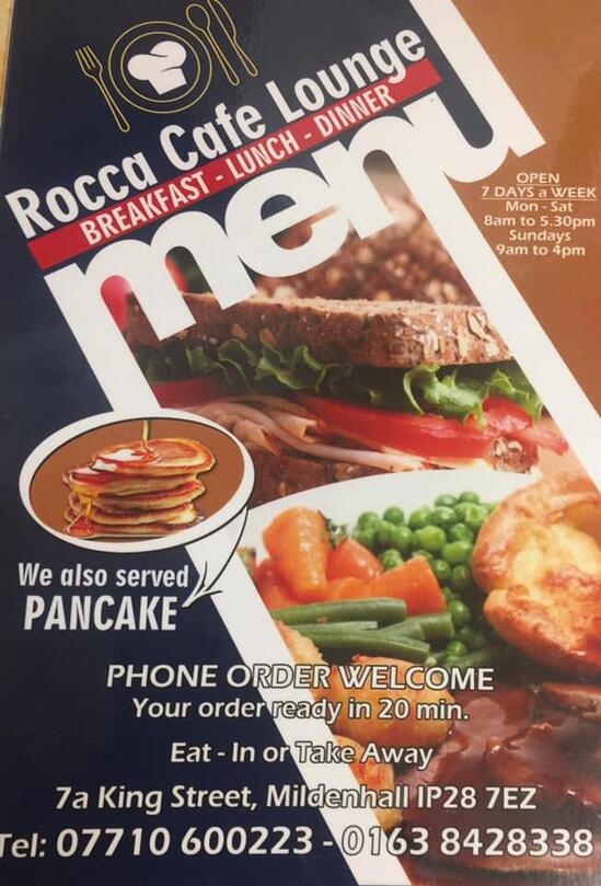 Menu at Rocca Cafe Lounge, Mildenhall