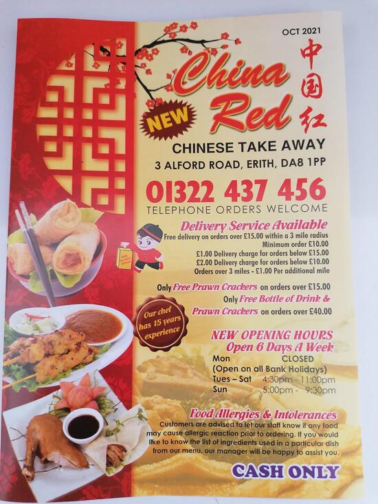 China Red in Erith - Restaurant menu and reviews