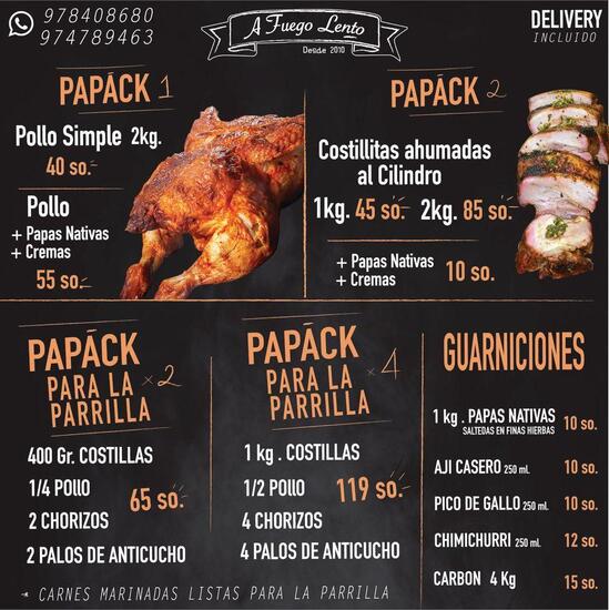 Carta Del Restaurante A Fuego Lento Cusco