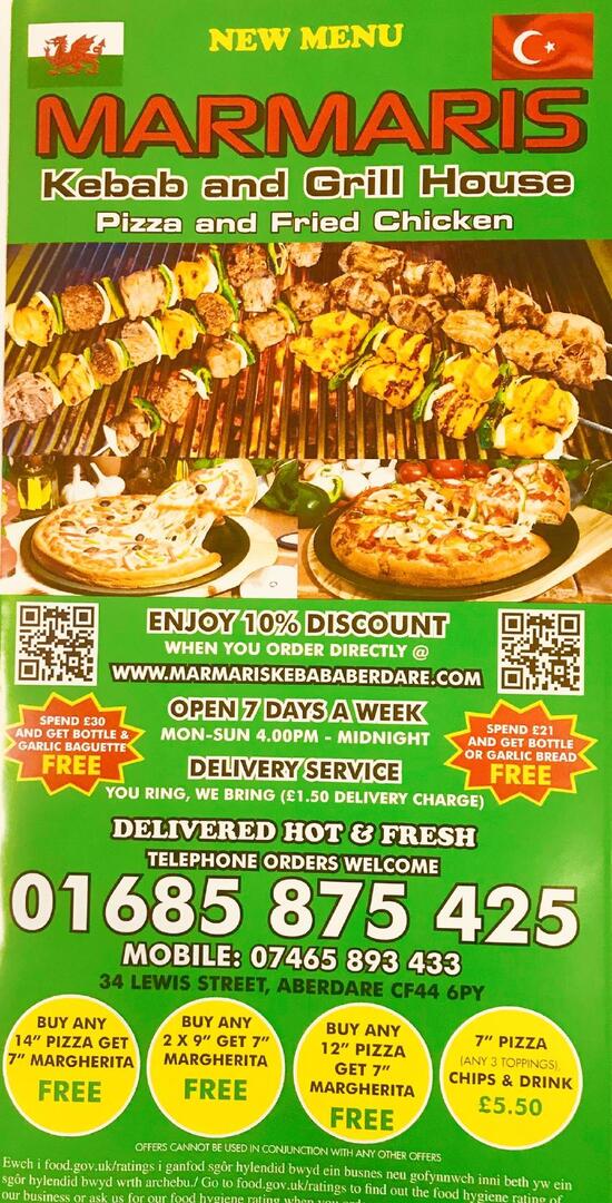 Menu at Marmaris kebab house aberdare aberaman restaurant, Aberdare