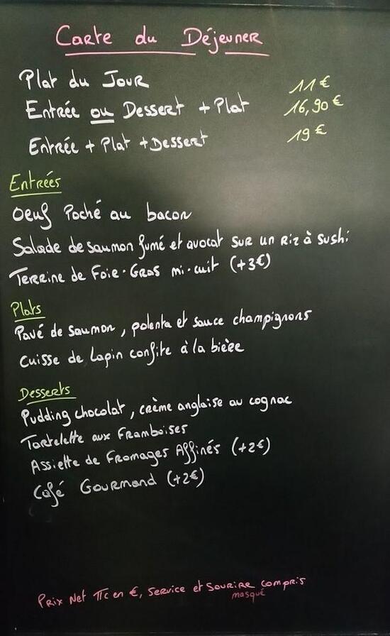 Menu at L'Agape restaurant, Angoulême